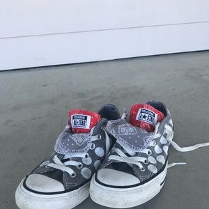 Converse grey and white polka dot shoes size 8
